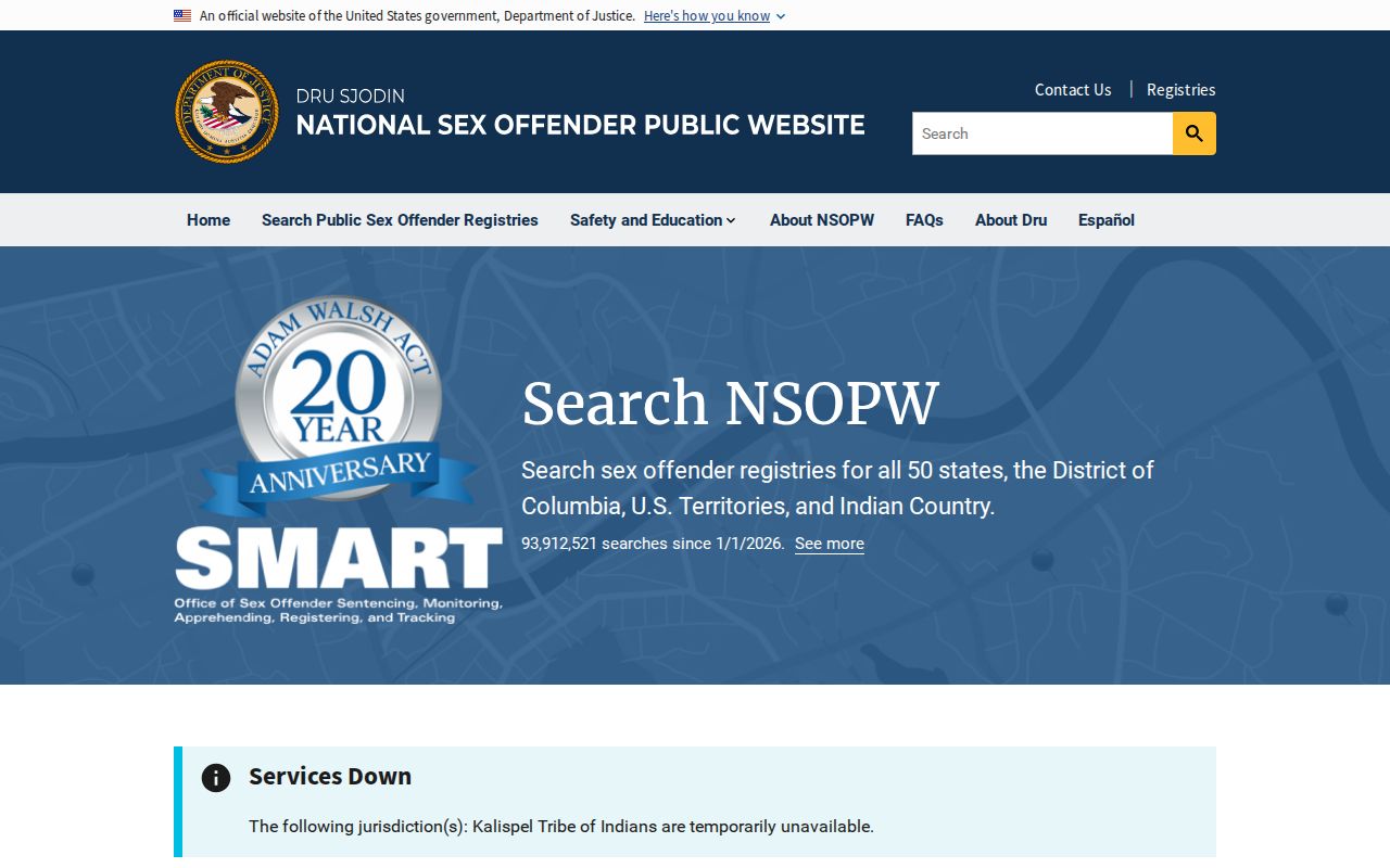 National official sex offender search for a DeWitt County registry check